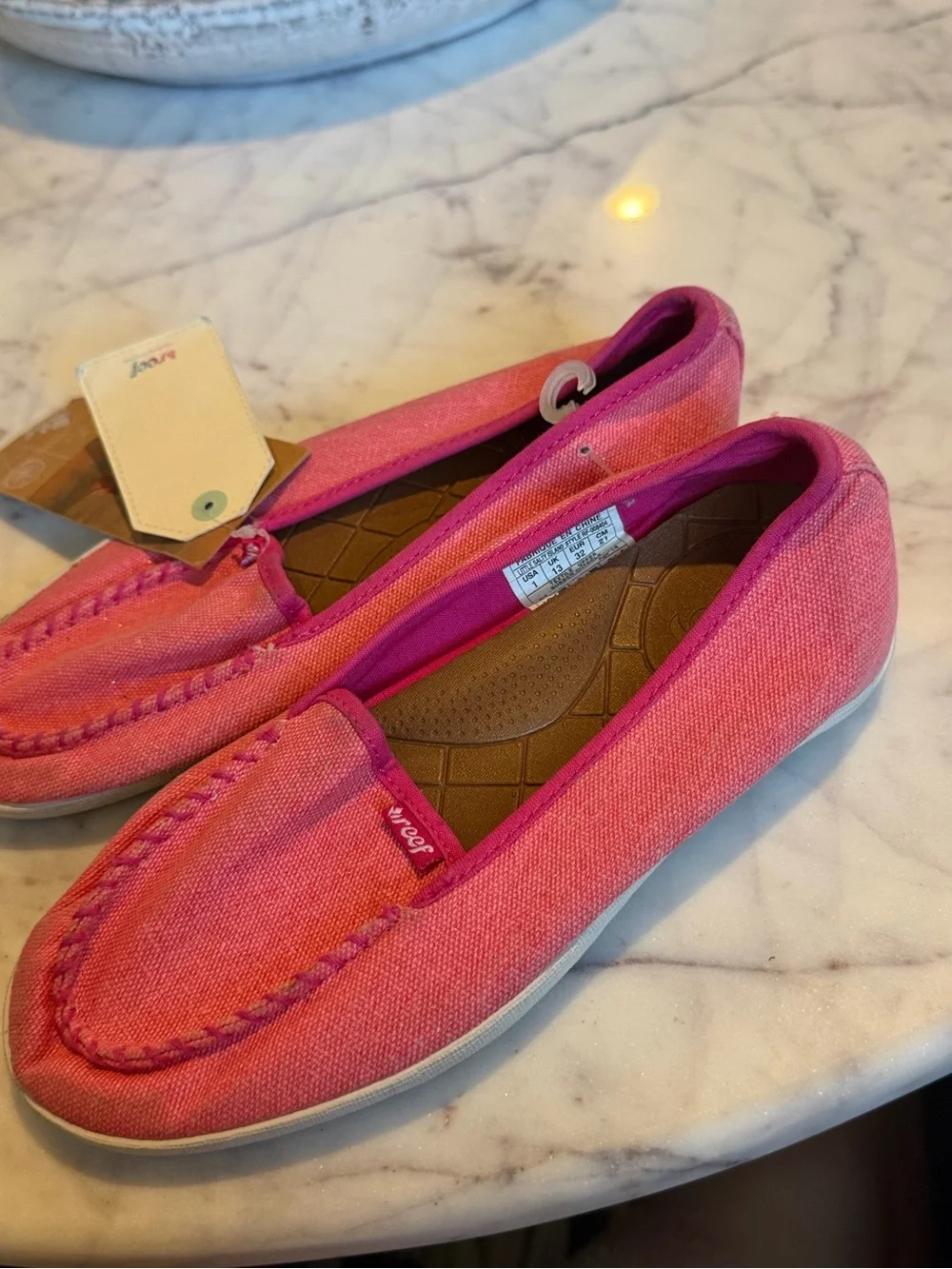 NWT Reef Kids Pink Slip-On Loafers 1